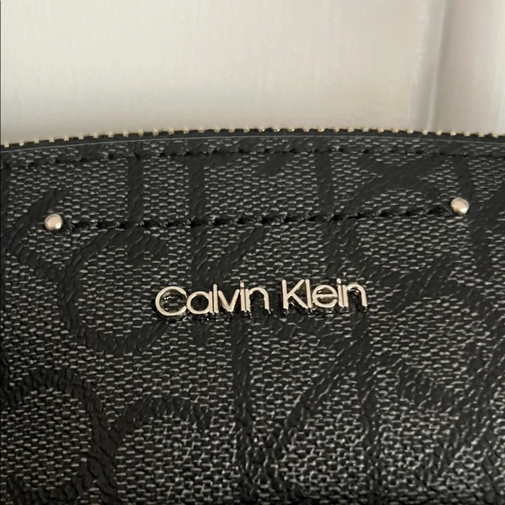 Calvin Klein Raelynn Black Signature Satchel with Shoulder Strap